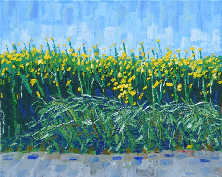 19. Rapeseed After Wheafield With Lark 2017 by Anthony D. Padgett (after Van Gogh Paris 1887), 2017 - Anthony Padgett