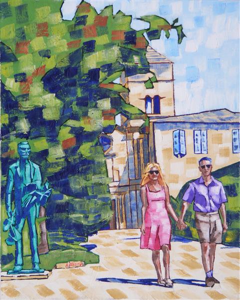 43. Trees in the  Garden of Saint Paul Hospital with Statue of Vincent 2017 by Anthony D. Padgett (after Van Gogh Saint Remy 1889), 2017 - Anthony Padgett