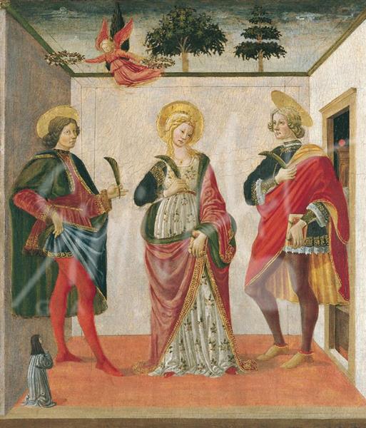 Saint Cecilia Between Saint Valerian and Saint Tiburtius with a Donor - Francesco Botticini