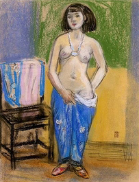 Nude with Blue Clothing, 1933 - Fujishima Takeji