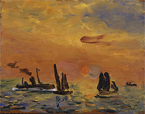 Sunrise in a Port, 1943 - Fujishima Takeji