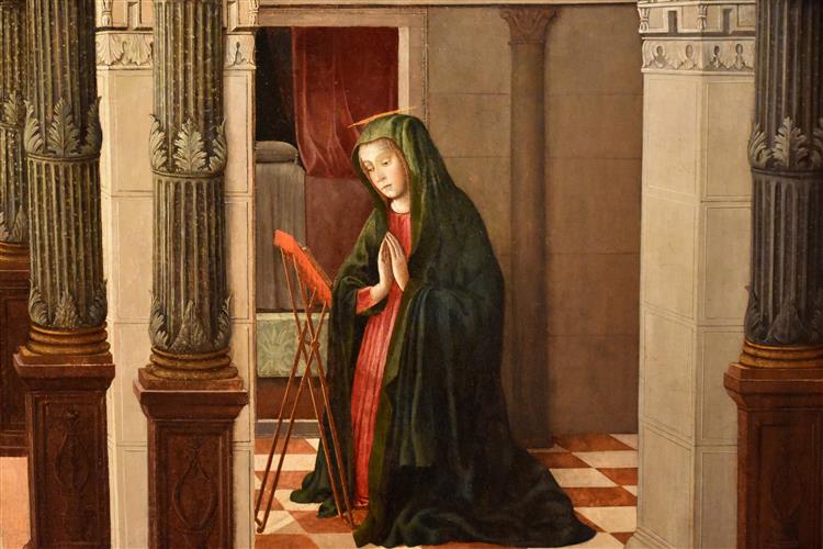 Annunciation (detail), c.1465 - 真蒂萊·貝利尼