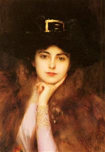 Portrait Of An Elegant Lady - Albert Lynch