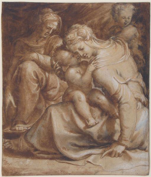 Virgin and Child with Saint Anne and John the Baptist - Francesco de' Rossi (Francesco Salviati), "Cecchino"