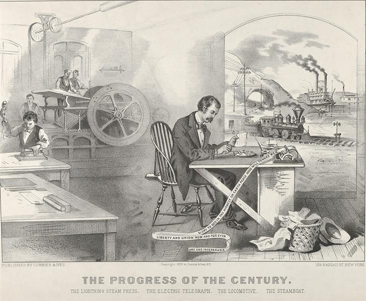 The Progress of the Century - the Lightening Steem Press - Currier and Ives