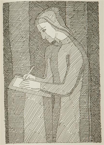 Writing Dante. Illustration to Dante Alighieri's Book 'Vita Nova', 1964 - Григорий Иванович Гавриленко