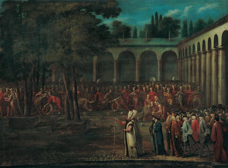 Passing the Ambassadorial Delegation through the Second Courtyard of Topkapı Palace, 1725 - Jean Baptiste Vanmour