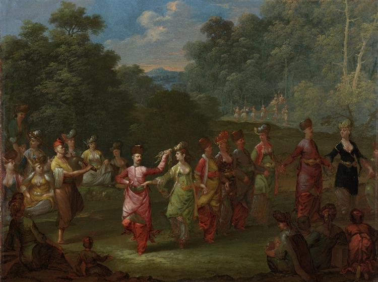 Greek Men And Women Dance The Khorra, c.1720 - c.1737 - Jean Baptiste Vanmour