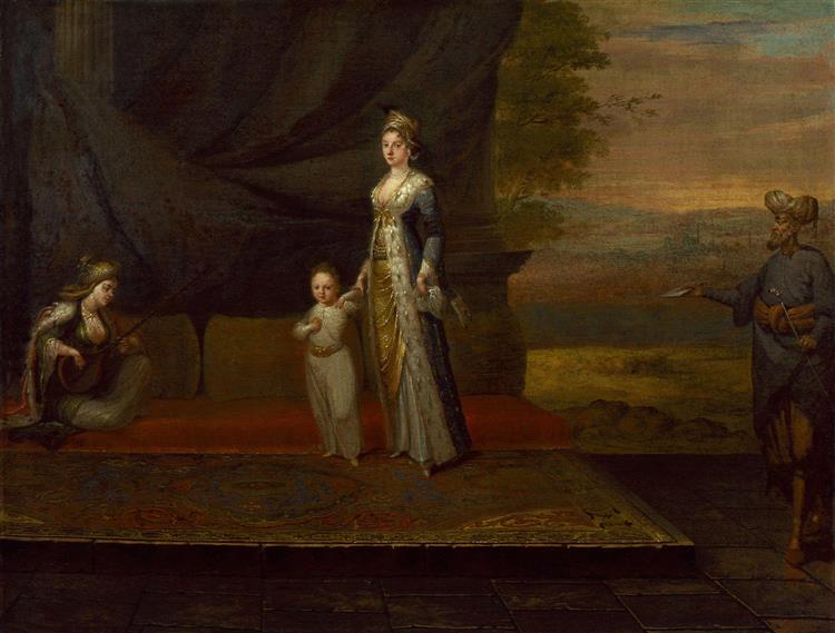 Lady Mary Wortley Montagu with Her Son, Edward Wortley Montagu, and Attendants, 1717 - Jean Baptiste Vanmour