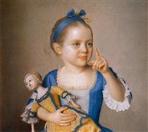 Marianne Liotard Holding a Doll - Жан Етьєн Ліотар