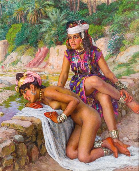 Young Bathers At The Edge Of The Wadi, c.1912 - Étienne Dinet