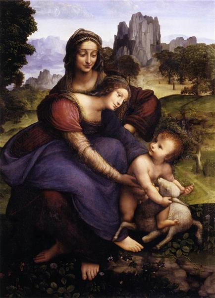 St Anne with the Virgin and the Child Embracing a Lamb, after da Vinci, c.1520 - c.1525 - Франческо Мельци