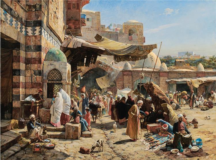 Market in Jaffa, 1887 - Gustav Bauernfeind