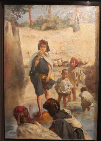 Blanchisseuses Dans La Seguia De Biskra, c.1885 - Paul Leroy