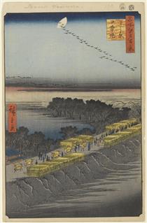 100. Nihon Embankment and Yoshiwara - Hiroshige