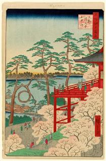 11. Kiyomizu Hall and Shinobazu Pond at Ueno - Hiroshige