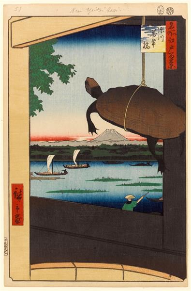 56 (51) Mannen Bridge in Fukagawa, 1857 - Utagawa Hiroshige