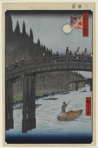 76 Bamboo Quay by Kyōbashi Bridge, 1857 - 歌川廣重