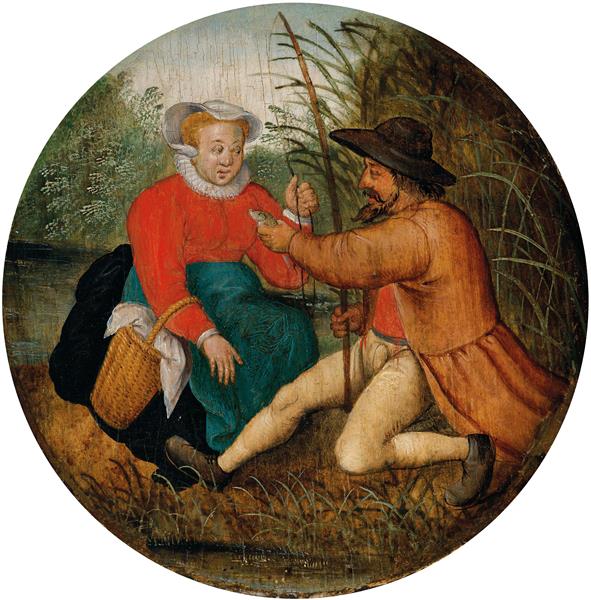Das Paar Beim Angeln - Pieter Brueghel the Younger