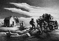 Departure of the Joads from 'The Grapes of Wrath' - Thomas Hart Benton