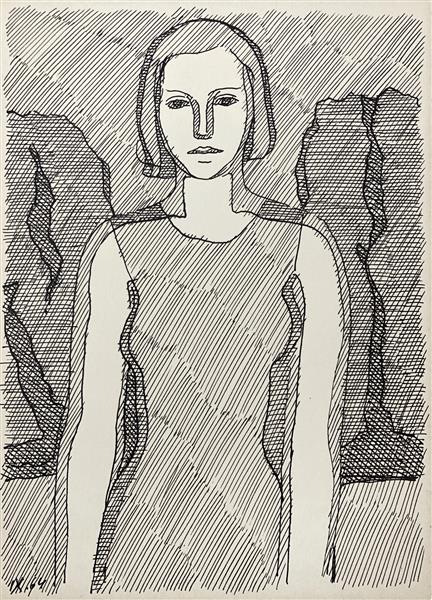 Female image. Illustration to Dante "Vita Nova", 1964 - Григорий Иванович Гавриленко