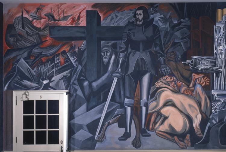 Panel 13. Cortez and the Cross - The Epic of American Civilization, 1932 - 1934 - 何塞‧克萊門特‧奧羅斯科