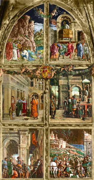 Scenes from the Life of St. James  (reconstruction from coloured black-and-white photos), 1448 - 1457 - Andrea Mantegna