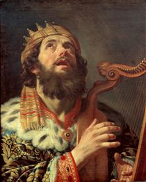 King David Playing the Harp - Gerard van Honthorst