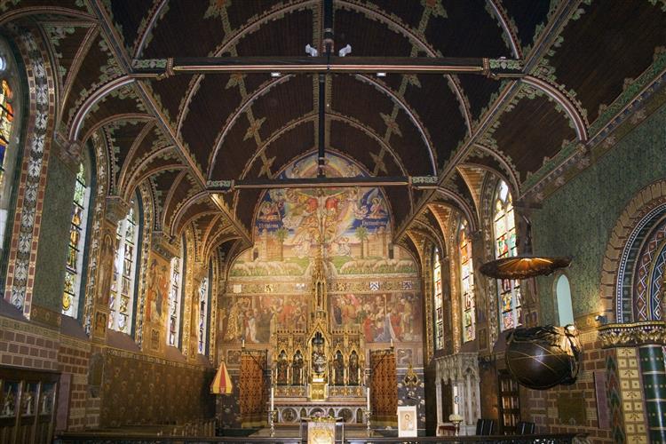 Interior of Basilica of the Holy Blood, Bruges, Belgium, 1134 - 1157 - Романская архитектура