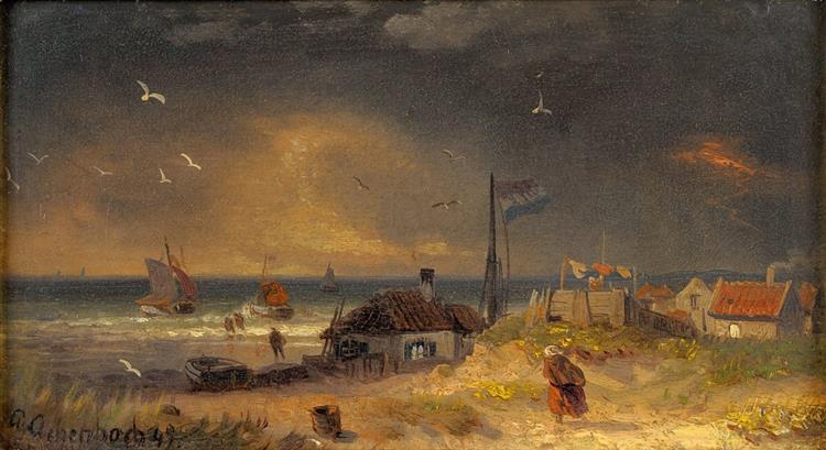 Storm On The Dutch Coast, c.1880 - Андреас Ахенбах