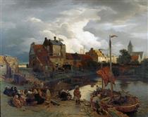 In the Port of Ostend - Andreas Achenbach