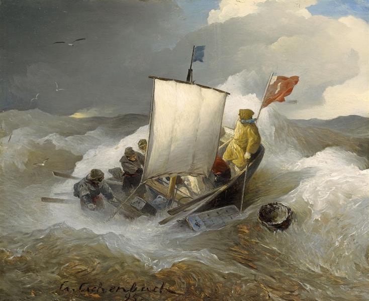 Sailboats in the storm, 1895 - Андреас Ахенбах