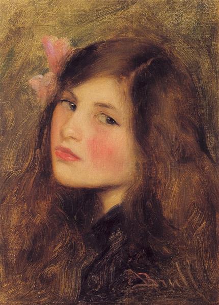 Young woman with pink bow, 1895 - Juan Brull