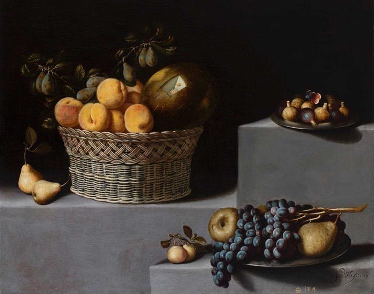 Still Life with Basket and Fruit, 1629 - Хуан Ван дер Амен