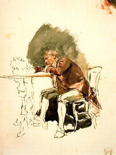 Man sitting near a table - Маріано Фортуні