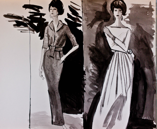 Digital Collections  1950s evening wear fashion sketch