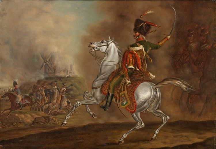 Officer of the Chasseurs à Cheval de la Garde Impériale at the Battle of Waterloo 1815 - Oswald Achenbach