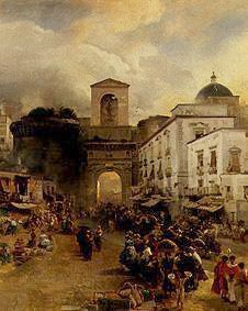 In front of the Porta Capuana in Naples, 1875 - Освальд Ахенбах