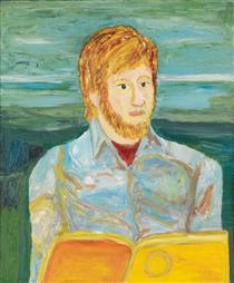 Portrait of a Bearded Young Man Reading - Beauford Delaney