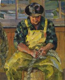 Seated Man in Yellow Overalls - Lois Mailou Jones