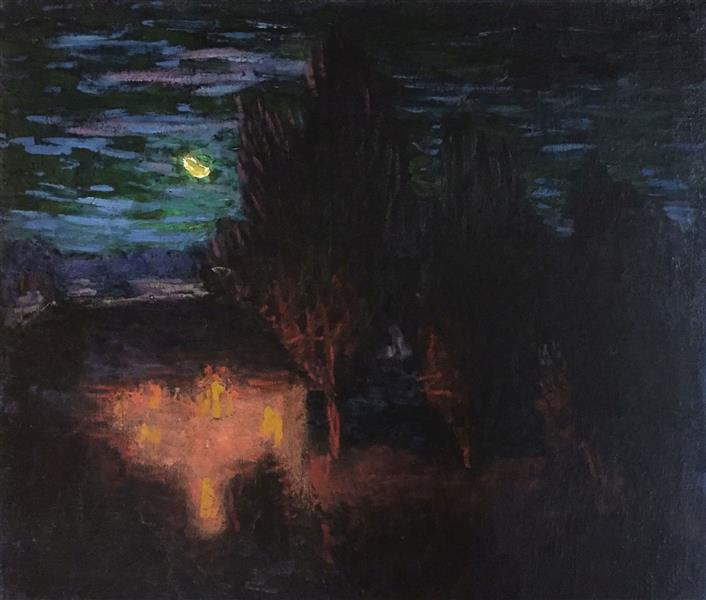 Moonlit Landscape with Tall Trees, c.1900 - Родерик О’Конор