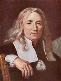 Portrait of a man with long, blond hair - Karel Škréta