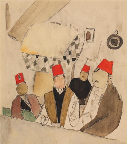 Four Men in Fezes, 1921 - Alexis Gritchenko