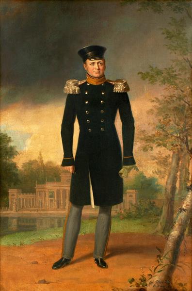 Portrait of Alexander I of Russia Against the Palace on the Water in Warsaw, 1826 - Джордж Доу