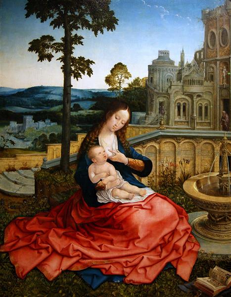 Virgin and Child near a Fountain - Bernard van Orley