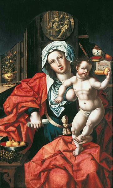Madonna and Child Holding a Pear - Bernard van Orley