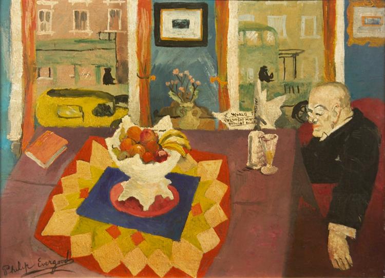 Untitled (Interior with Man at Table), c.1932 - Philip Evergood