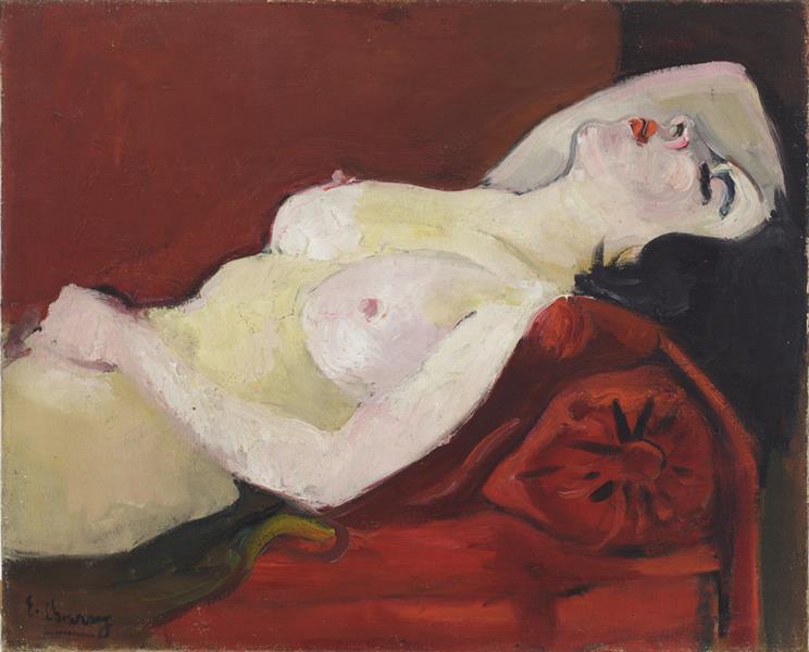 Nude on Red Sofa; Sleeping Nude, 1925 - Émilie Charmy