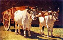 Oxen and Cart - Giuseppe Abbati