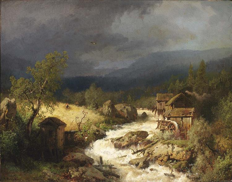 Mill on a Torrent, 1871 - Hermann Ottomar Herzog